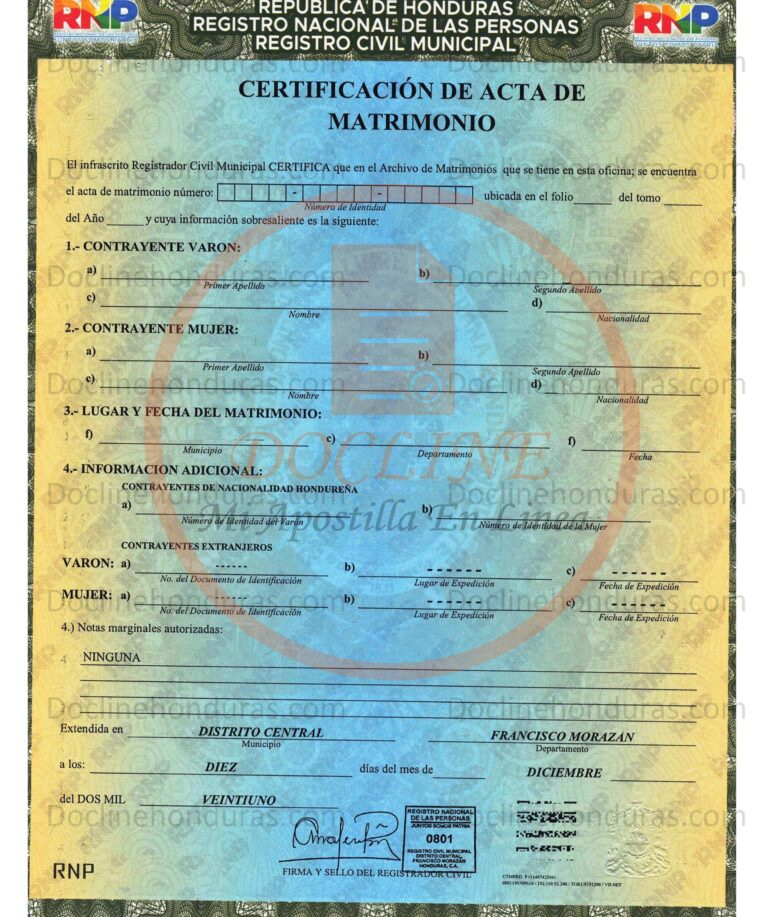 Certificacion Acta De Matrimonio 0354