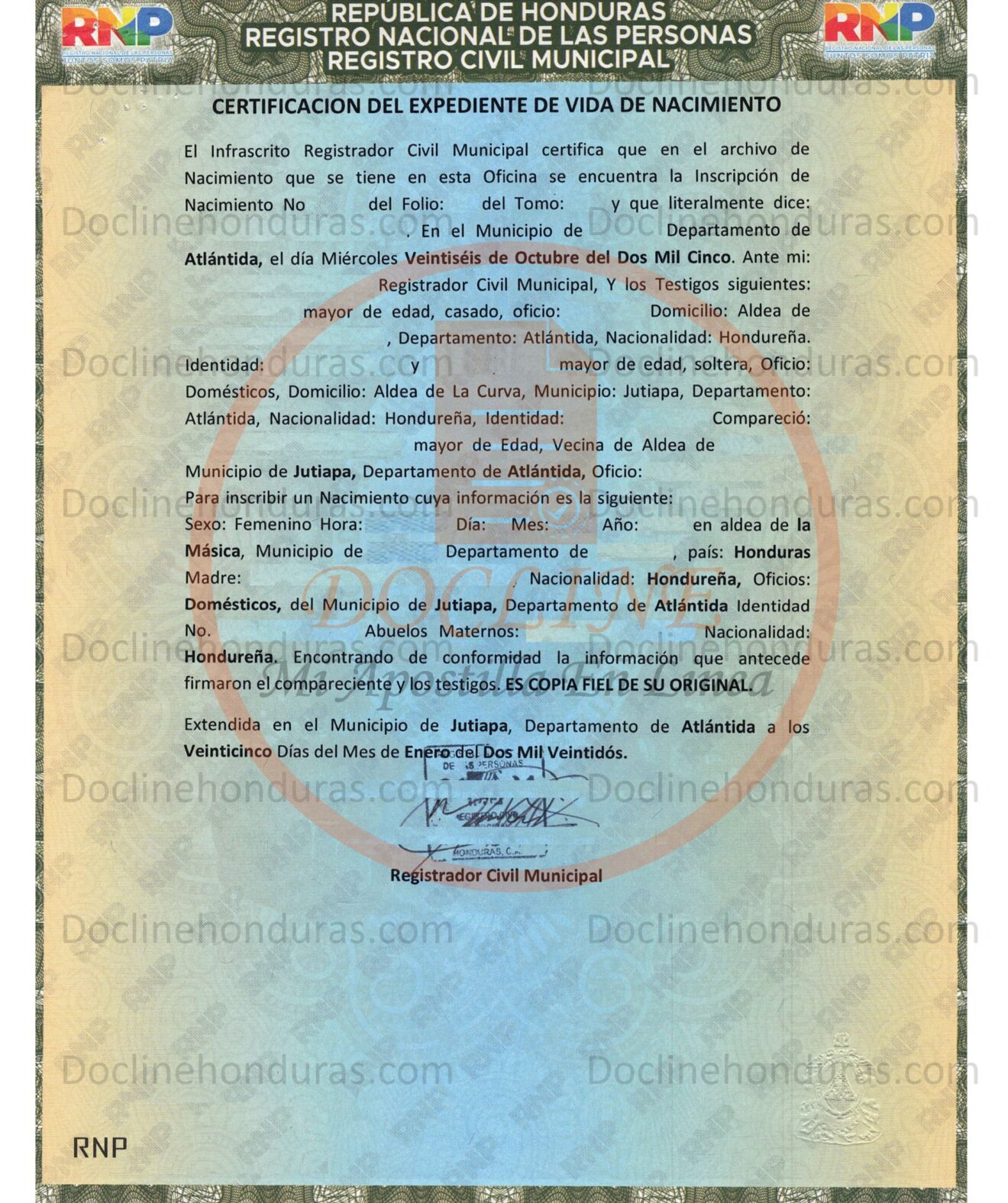 Certificacion Literal De Nacimiento 0890